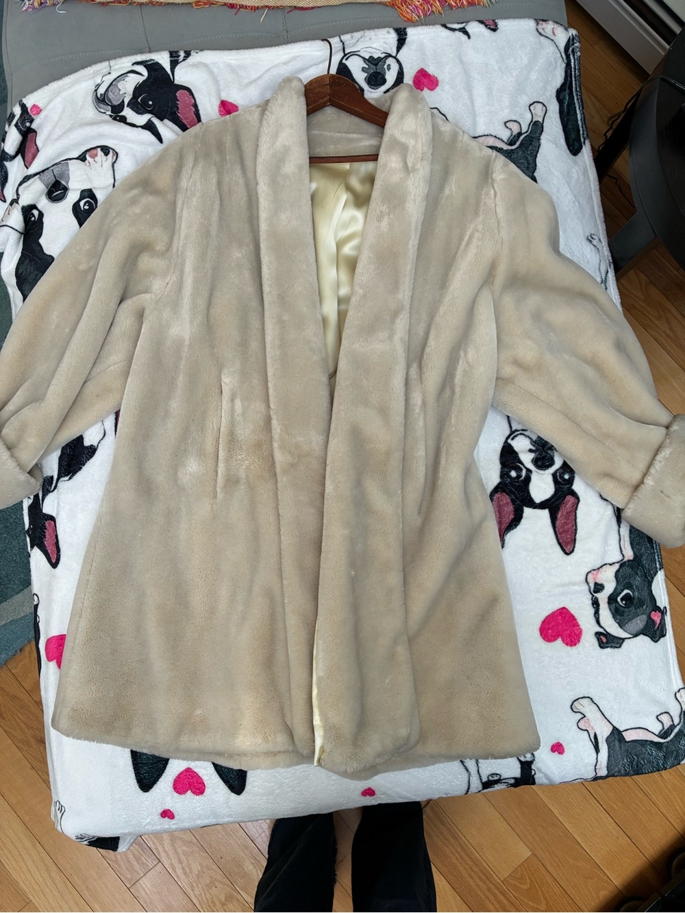 Classic Women's Beige Faux Fur Coat - Elegant Neutral Coat